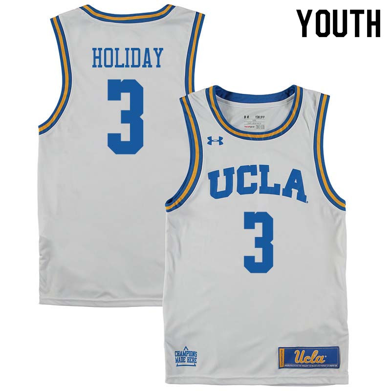 Youth #3 Aaron Holiday UCLA Bruins College Basketball Jerseys Sale-White - Click Image to Close